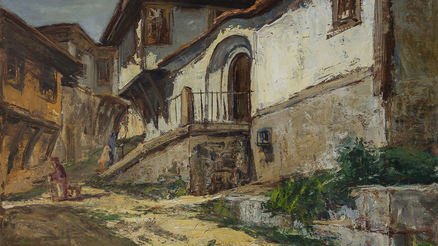 Иван Христов (1900-1987), Старият Пловдив, 1942, маслени бои, шперплат, 54 х 62,5 см