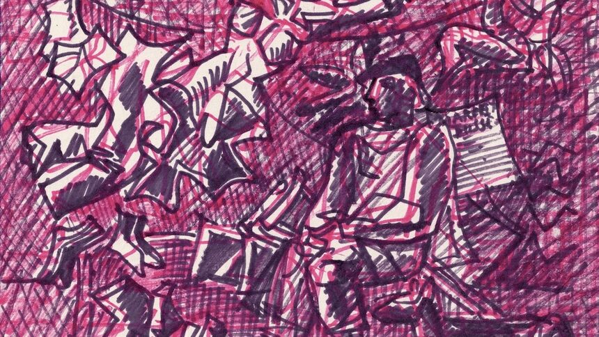 автор: Атанас Яранов, Ателие, 80-те г. на ХХ век, Флумастер, хартия, 20 х 24,5 см