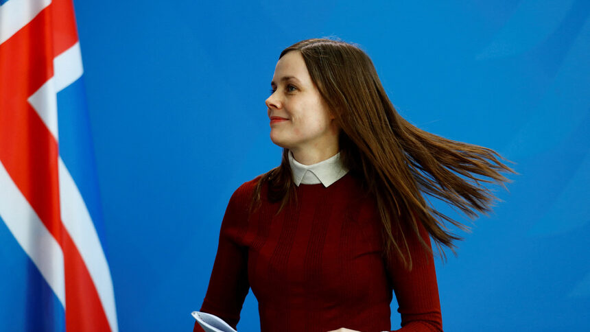 Islands statsminister Katrin Jakobsdóttir under sitt besøk i Tyskland for et møte med daværende kansler Angela Merkel. 19. mars 2018