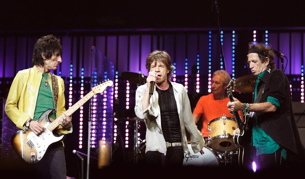 Rolling Stones по време на последното си световно турне до момента - към албума A Bigger Bang през 2005 г. На снимката: групата на сцената на 20-хилядната зала "Медисън скуеър гардън" в Ню Йорк