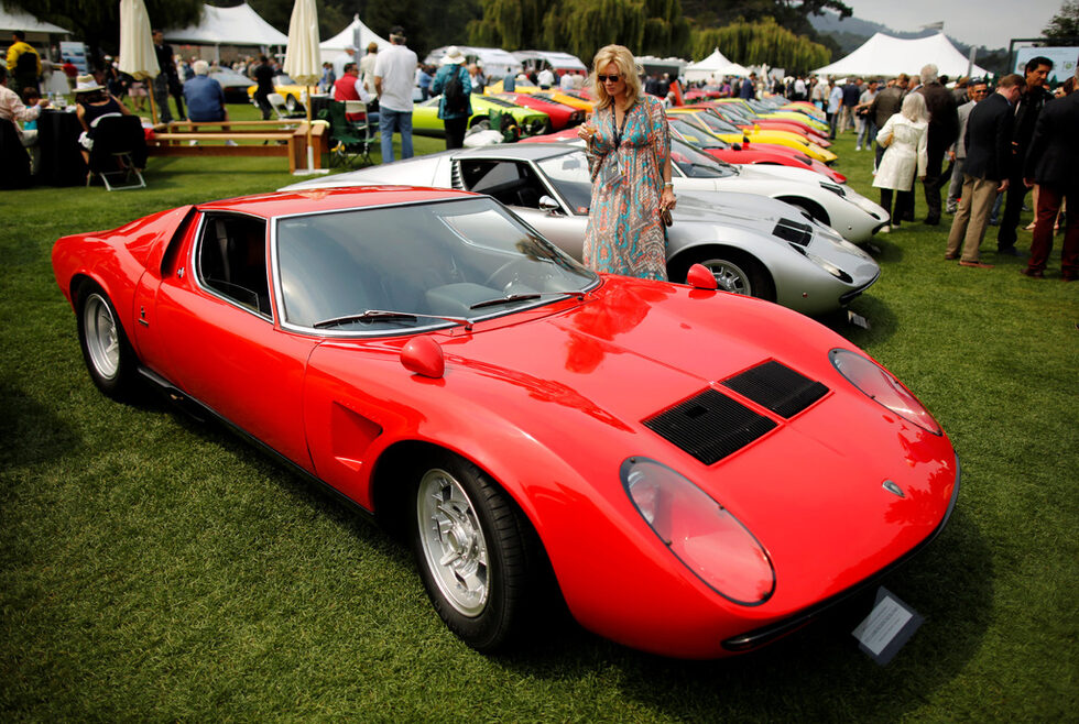 Модел Lamborghini Miura P400 S от 1971 г. е показан на изложение в Калифорния, САЩ.