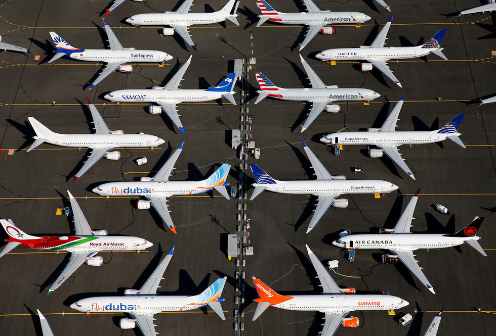 Самолети Boeing 737 MAX снимани край Сиатъл, щата Вашингтон.
