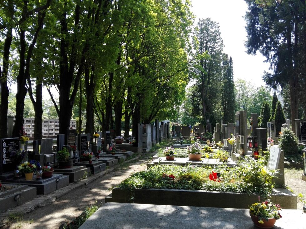 Изглед от цивилната част на гробището, която се използва и до днес.